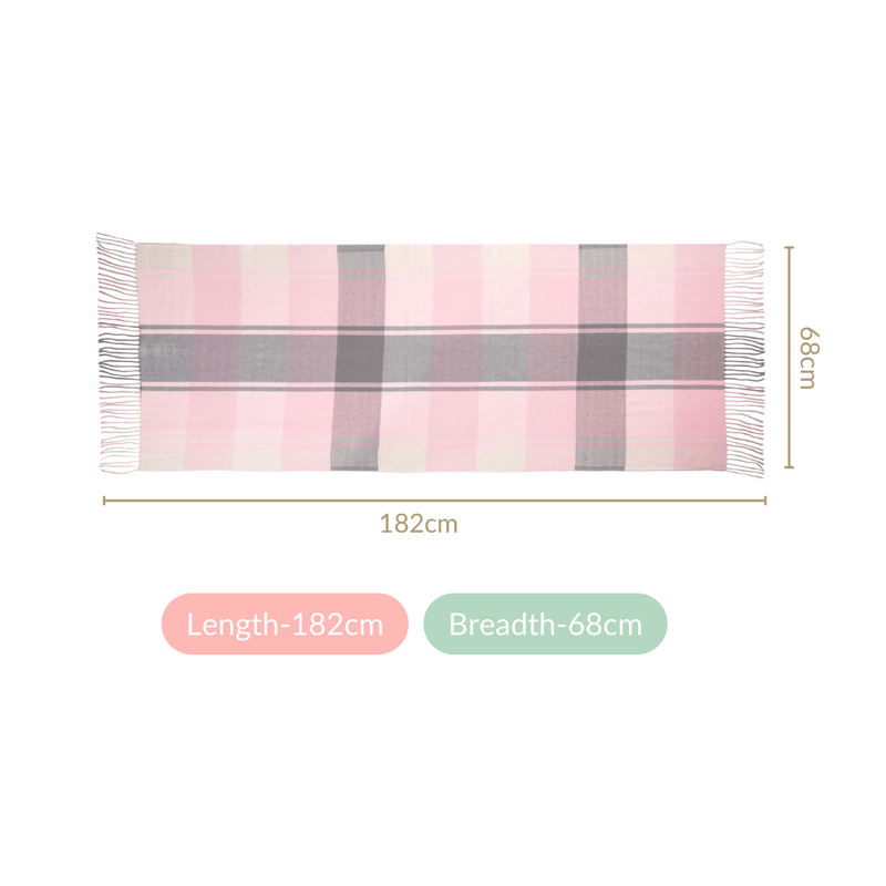 Plaid Pink And Grey Winter Blanket Scarf