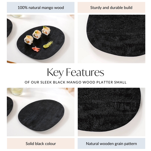 Sleek Black Mango Wood Platter Small