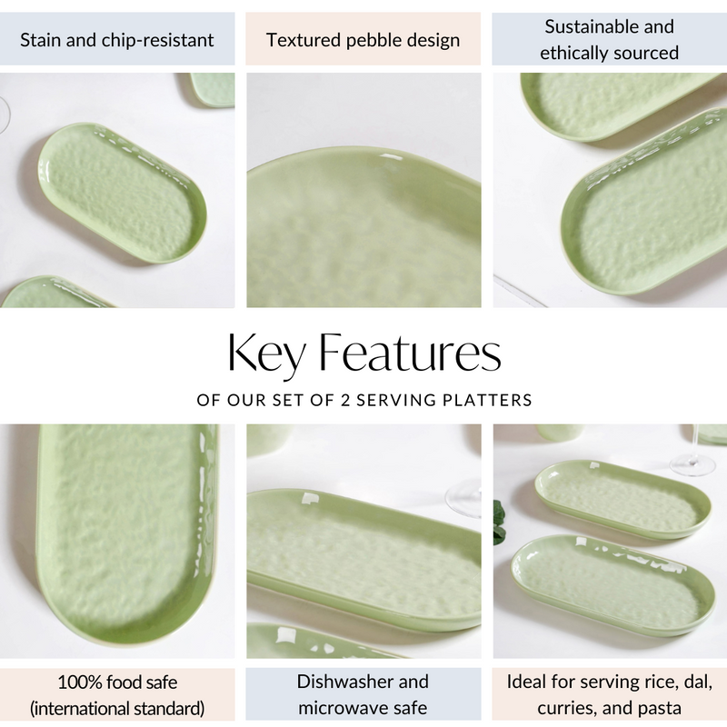 Sage Green Ceramic Serving Platter Set Of 2 12 Inch - Serving platter, serving platter for snacks, platter set, serving platter set