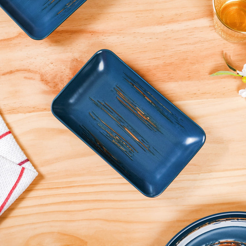 Stoneware Small Platter Navy Blue Set Of 4 8 Inch - Ceramic platters, platter set, serving platters, serving platter set,