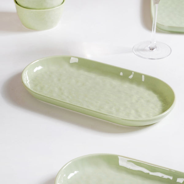 Sage Green Ceramic Serving Platter Set Of 2 12 Inch