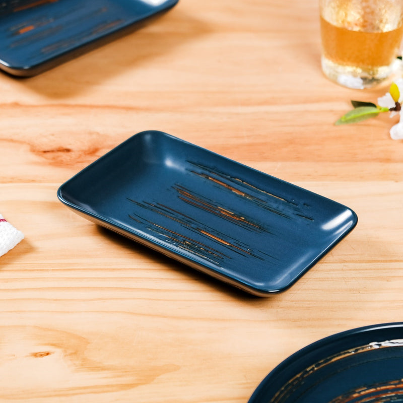 Stoneware Small Platter Navy Blue Set Of 4 8 Inch - Ceramic platters, platter set, serving platters, serving platter set,