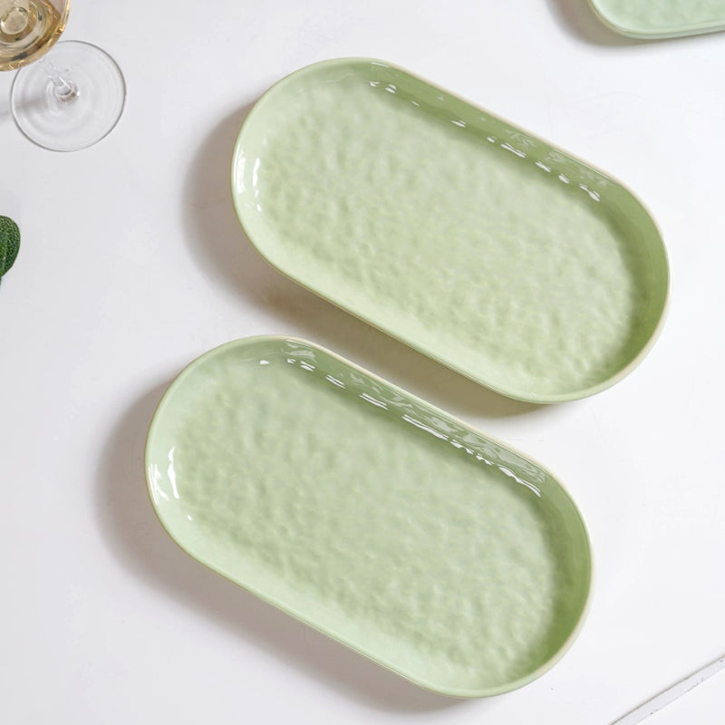 Sage Green Ceramic Serving Platter Set Of 2 12 Inch - Serving platter, serving platter for snacks, platter set, serving platter set