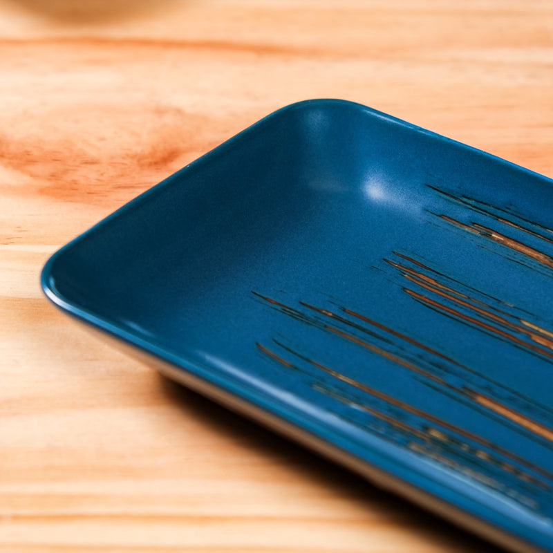 Stoneware Small Platter Navy Blue Set Of 4 8 Inch - Ceramic platters, platter set, serving platters, serving platter set,