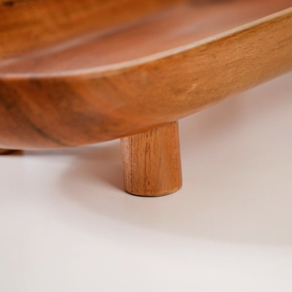 Natural Acacia Wood Oval Platter With Legs