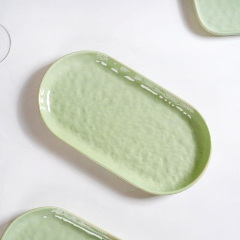 Sage Green Ceramic Serving Platter Set Of 2 12 Inch - Serving platter, serving platter for snacks, platter set, serving platter set