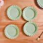 Green Snack Plates Set Of 4 Lao Luxury 9 Inch - Snack plates, round plates, ceramic snack plates, snacks serving plates, snack plates set