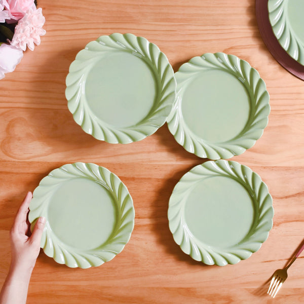 Mint Green Pleated Snack Plates Set Of 4 9 Inch