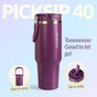 PickSip 40 Insulated Tumbler Bottle With Top Handle Plum Party Mauve 1200ml