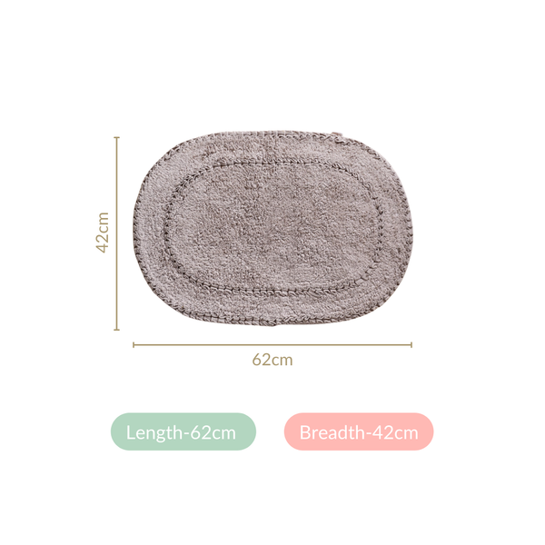 Set Of 2 Slubbed Cotton Anti Slip Bathroom Mat 24x16 Inch