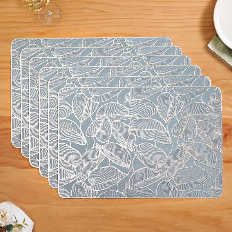 Leaf Cluster Dining Mats Set Of 6 Blue