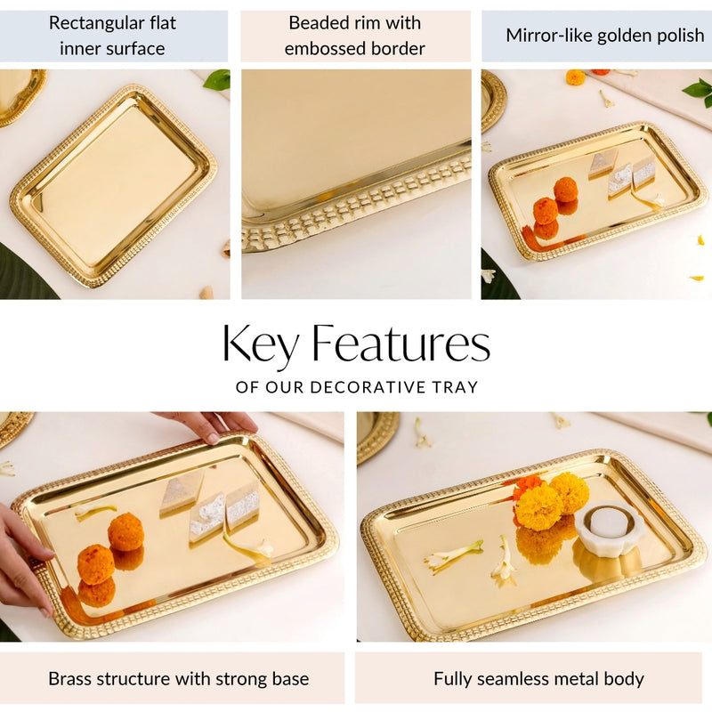 Polished Brass Decorative Tray Gold