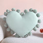 Pom Pom Heart Sofa Cushion Mint Green