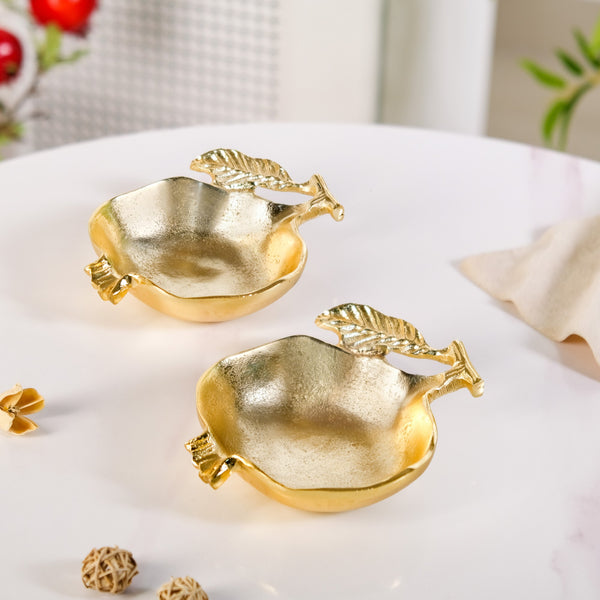 Gold Pomegranate Dry Fruits Bowl Set Of 2