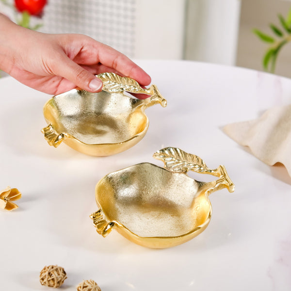 Gold Pomegranate Dry Fruits Bowl Set Of 2