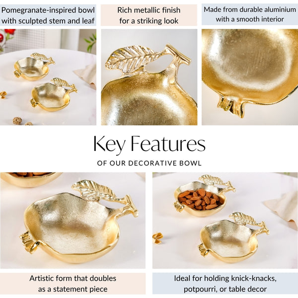 Gold Pomegranate Dry Fruits Bowl Set Of 2