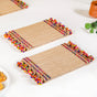 Rectangle Jute Pooja Mat Set of 2 Multicoloured