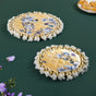 Round Decorative Pooja Mat Set Of 2 Yellow