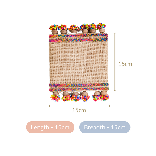 Colourful Jute Mini Trivet Mats Set of 2 Online - Premium Trivet | Nestasia