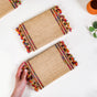 Rectangle Jute Pooja Mat Set of 2 Multicoloured