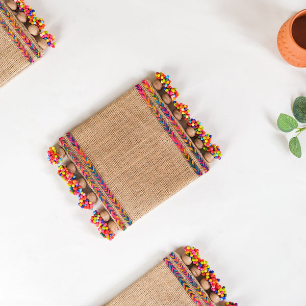 Colourful Jute Mini Trivet Mats Set of 2 Online - Premium Trivet | Nestasia