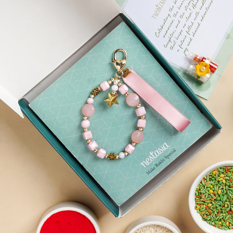 Pookie Pink Charm Bracelet Rakhi Gift Set