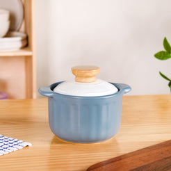 Porcelain Ceramic Clay Pot With Lid And Handle 1500ml