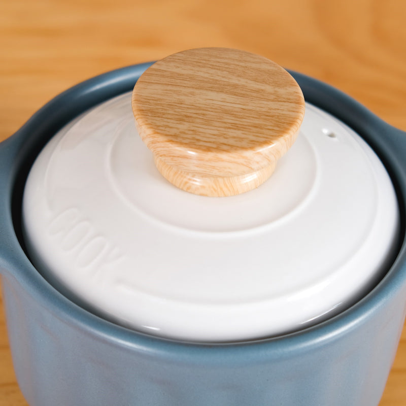 Porcelain Ceramic Clay Pot With Lid And Handle 1500ml