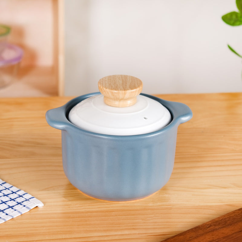 Porcelain Ceramic Clay Pot With Lid And Handle 1500ml