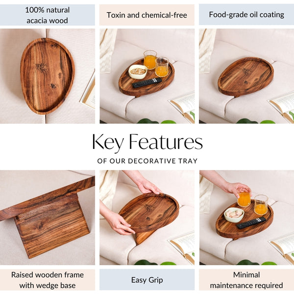 Wooden Sofa Serving Tray