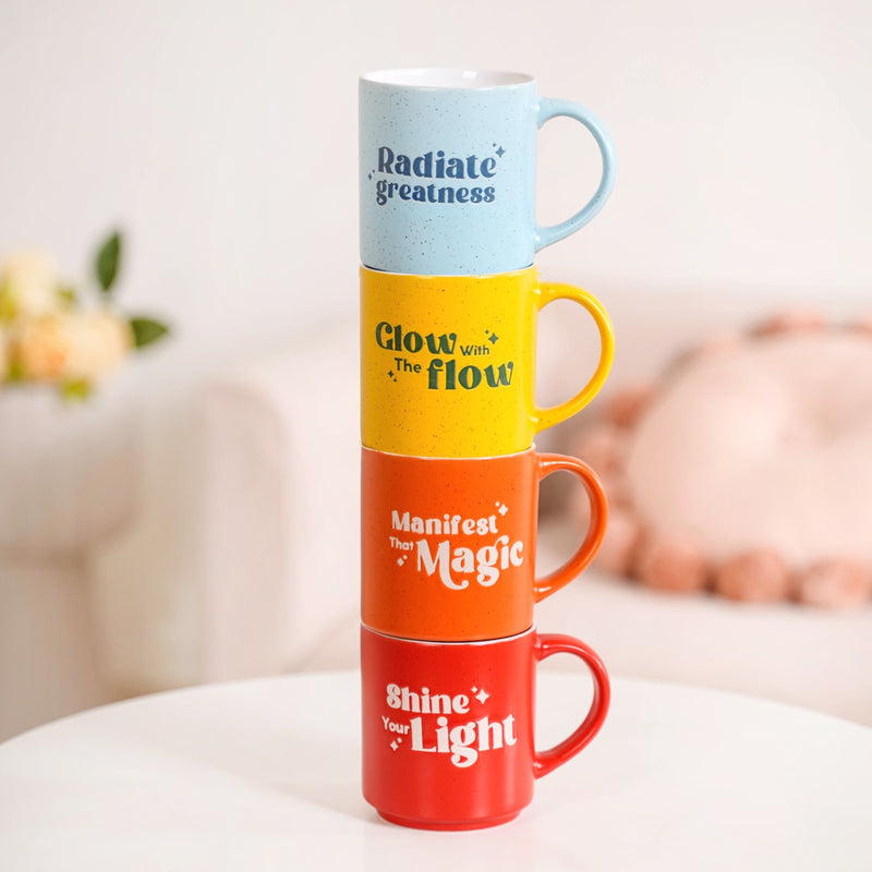 Positive Aura Vibrant Stackable Mugs Set Of 4 280ml