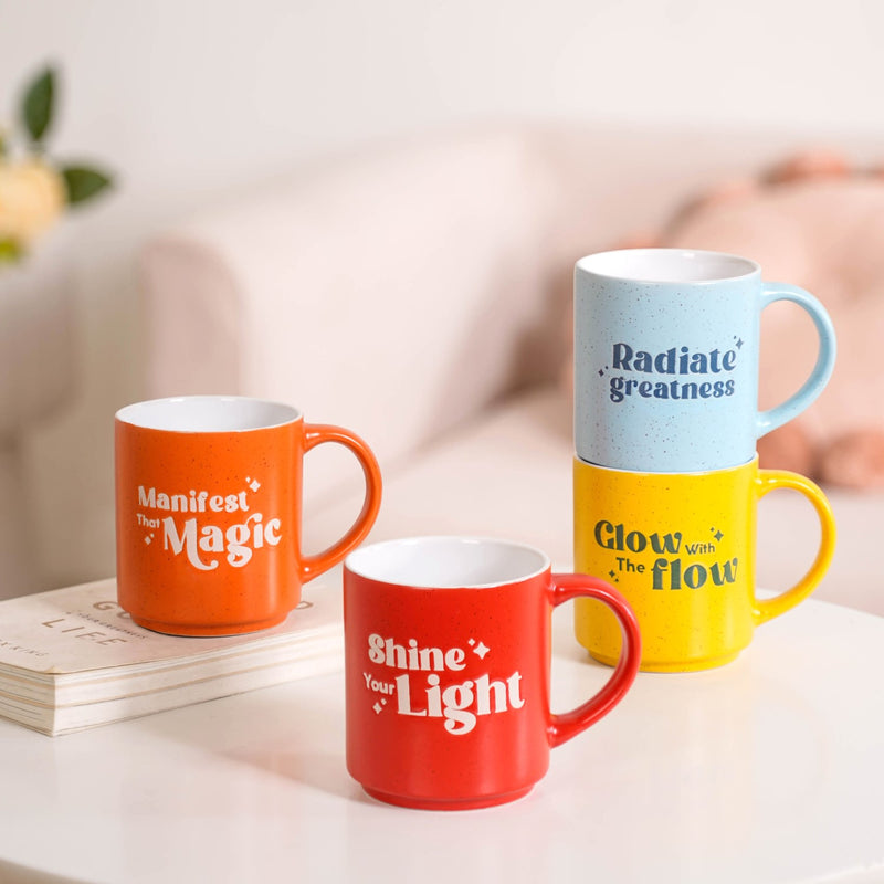 Positive Aura Vibrant Stackable Mugs Set Of 4 280ml