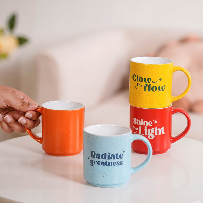 Positive Aura Vibrant Stackable Mugs Set Of 4 280ml