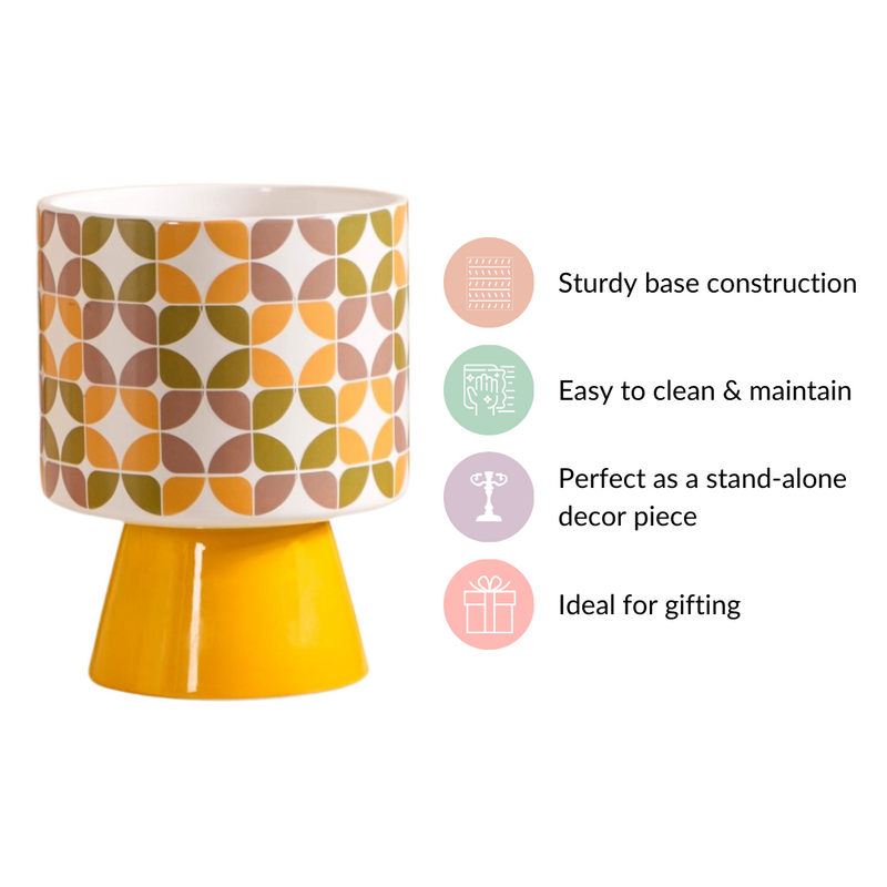 Colour Pop Pedestal Flower Pot Bauhaus Multicolour- Colour Pop Flower Pot, Multicolour Pedestal Pot, Decorative Pedestal Planter, Vibrant Flower Pot