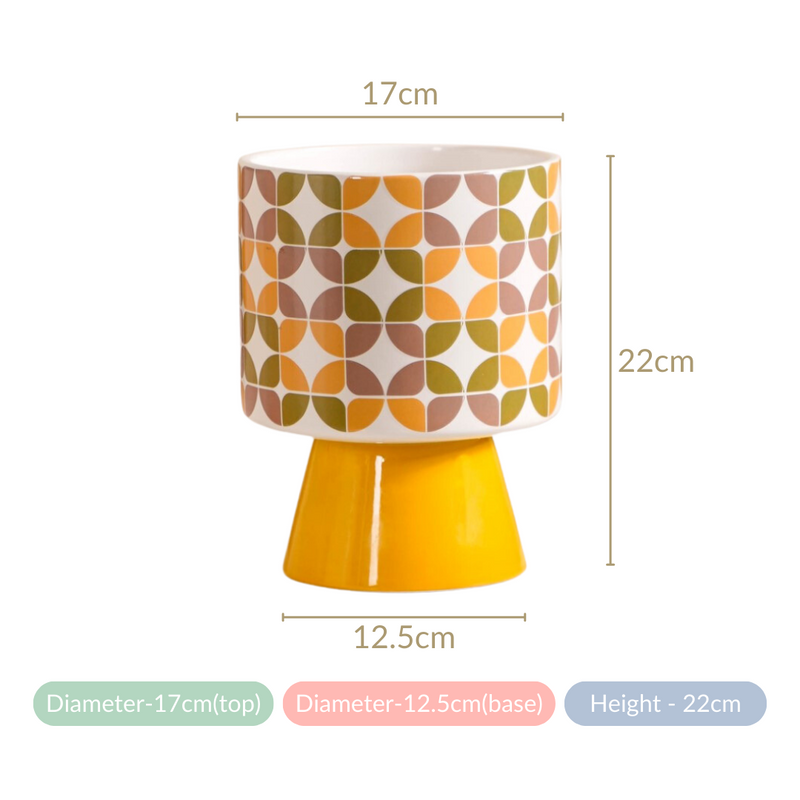 Colour Pop Pedestal Flower Pot Bauhaus Multicolour- Colour Pop Flower Pot, Multicolour Pedestal Pot, Decorative Pedestal Planter, Vibrant Flower Pot