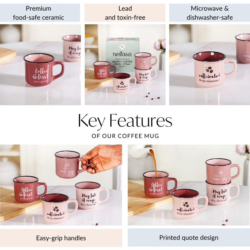 PourFect Pink Stackable Mugs Set Of 4 Pink 170ml