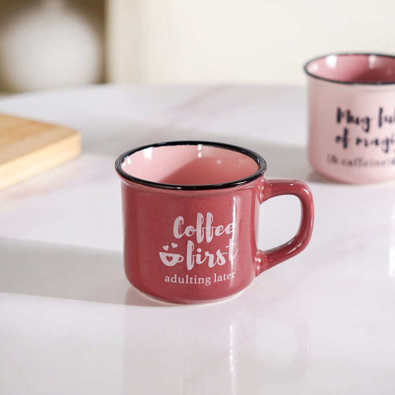 PourFect Pink Stackable Mugs Set Of 4 Pink 170ml