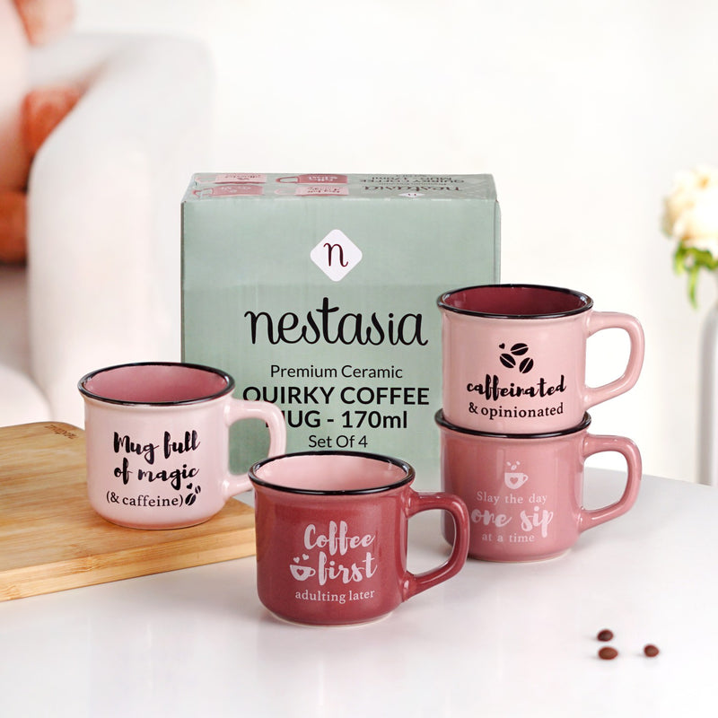 PourFect Pink Stackable Mugs Set Of 4 Pink 170ml