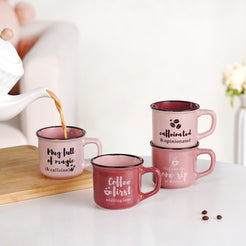 PourFect Pink Stackable Mugs Set Of 4 Pink 170ml