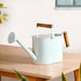 Pourtia Metal Plant Watering Can Dual Wooden Handle Blue