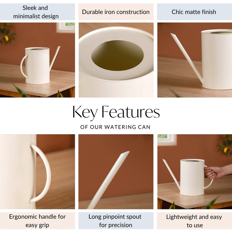 Pourtia Offwhite Metal Plant Watering Can