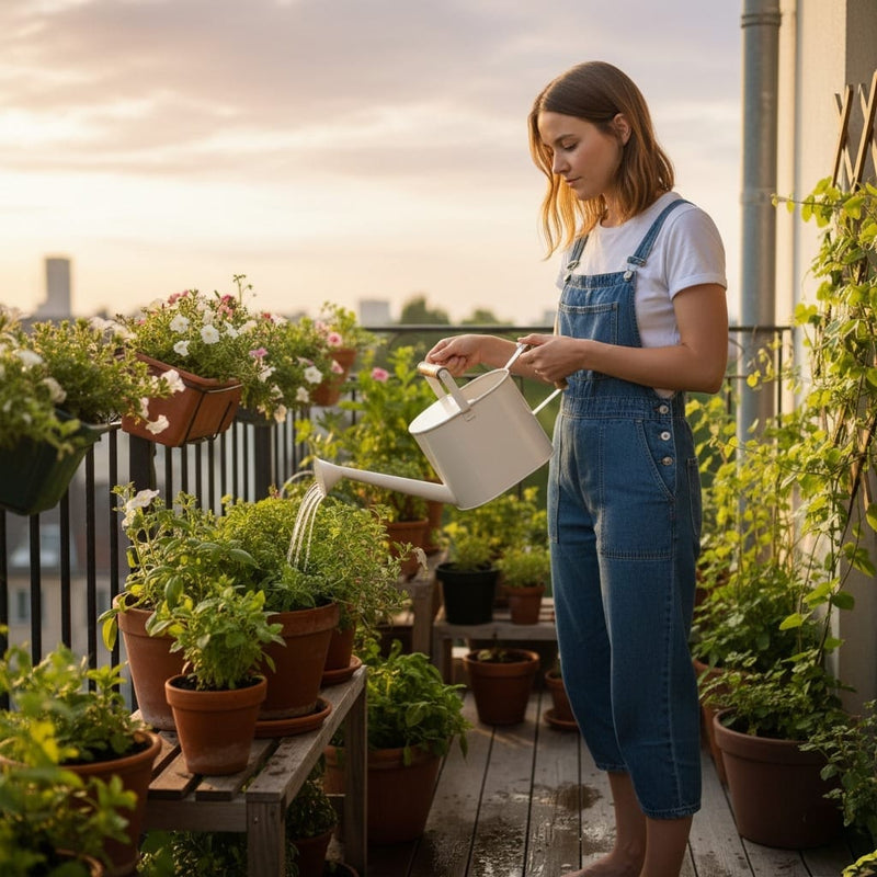 Pourtia Metal Plant Watering Can With Dual Wooden Handle