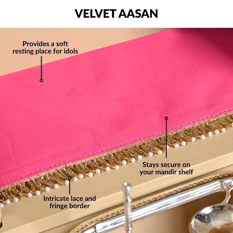 Prarthana Puja Mandir Medium With Ghungroo Chain Aasan Puja Thali Diya And Ghanti Set