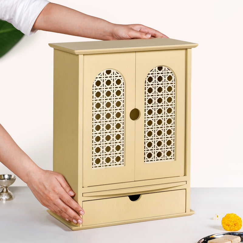 Prarthana Wooden Puja Mandir For Home And Office 33x17x43cm