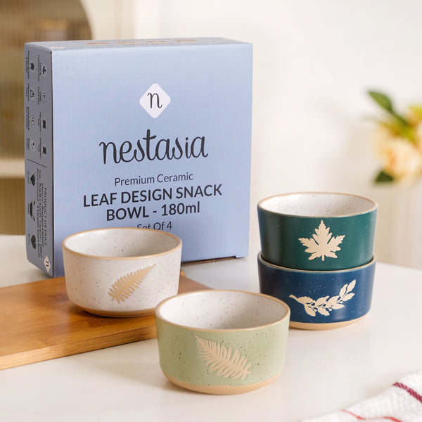 Spring Leaf Ceramic Snack Bowl Set Of 4 180ml