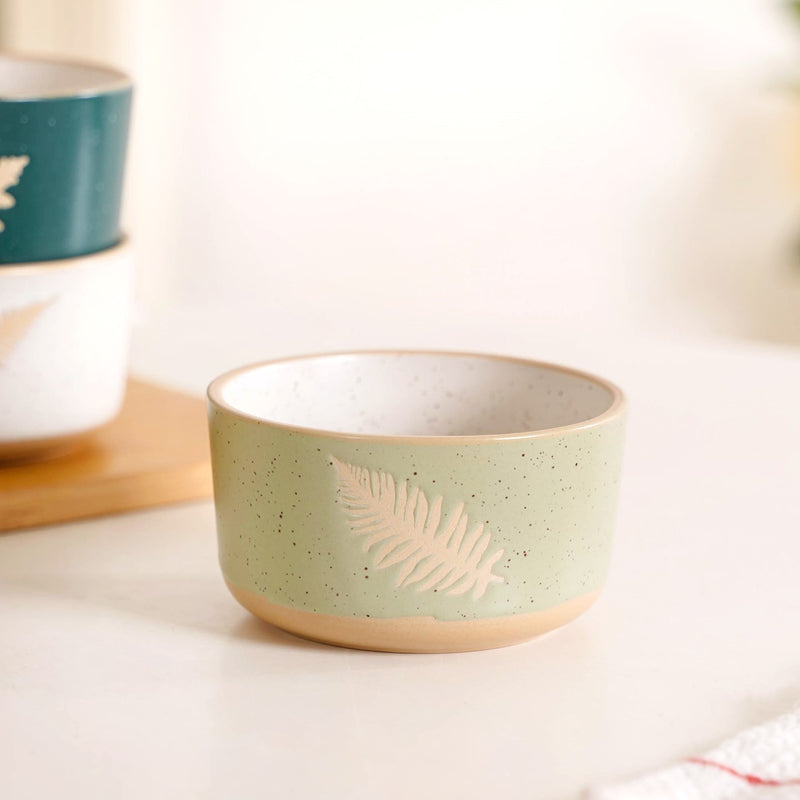 Premium Ceramic Leaf Design Snack Bowl Set Of 4 180ml