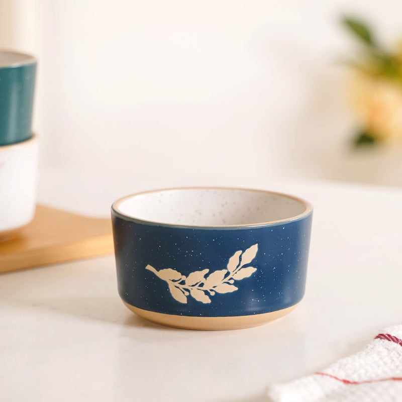 Premium Ceramic Leaf Design Snack Bowl Set Of 4 180ml