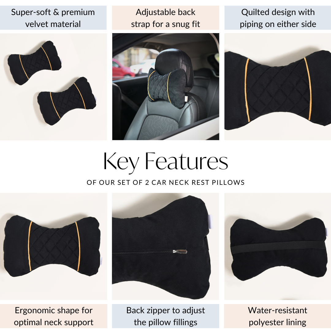 Premium Quilted Car Neck Rest Pillow Set Of Online Premium