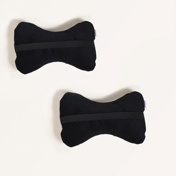 Premium Quilted Car Neck Rest Pillow Set Of 2 Black