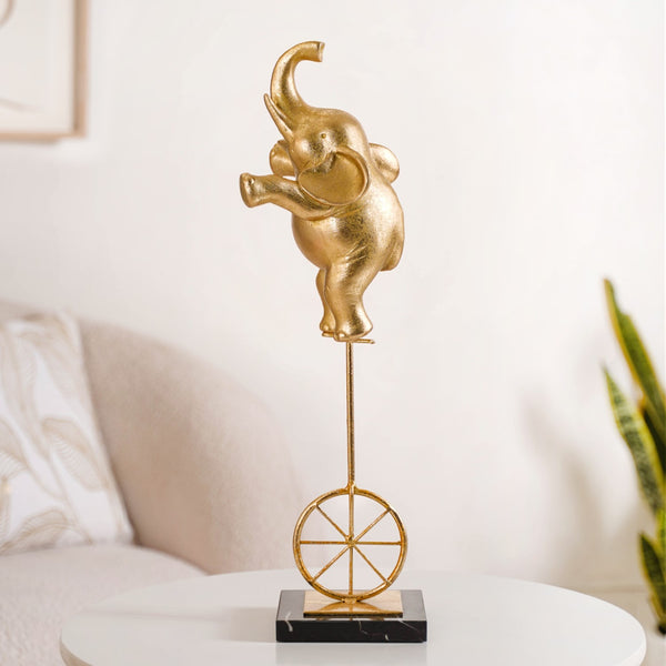 Premium Tabletop Unicycle Elephant Figurine